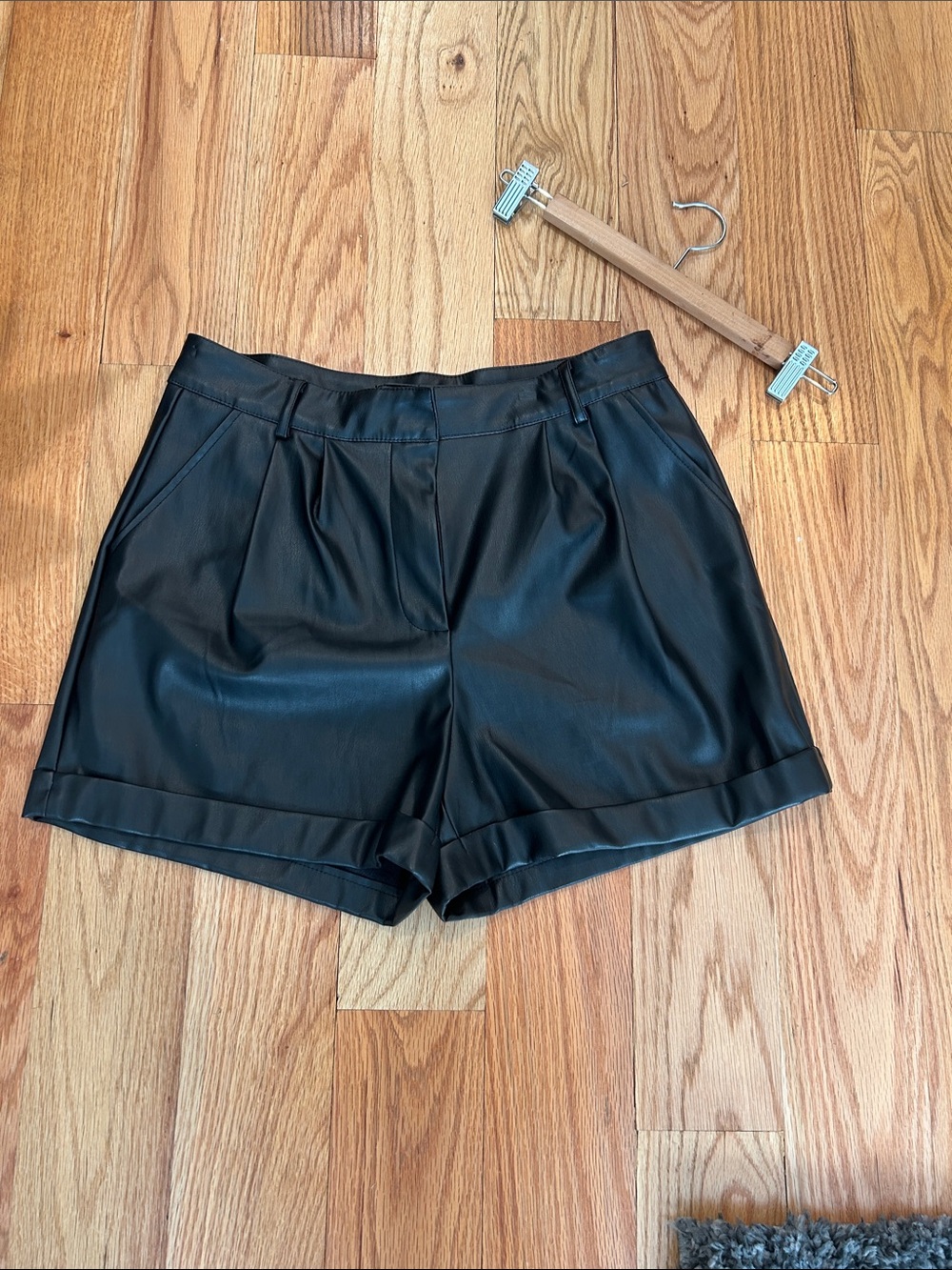 Primark Black Faux Leather Bermuda Shorts